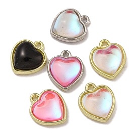 Rack Plating Alloy Charms, with Resin, Lead Free & Cadmium Free & Nickel Free, Heart