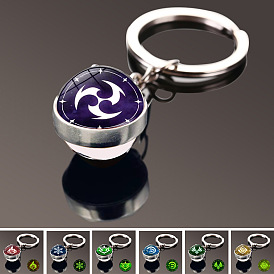 Genshin Impact Nightlight Glass Ball Keychain with Elemental Charms