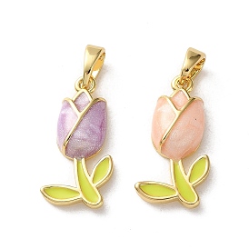 Латунь эмаль подвески, цветок, золотые