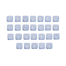 26pcs 26 perles d'alphabet en silicone de style pour la fabrication de bracelets ou de colliers, style de lettre, cube