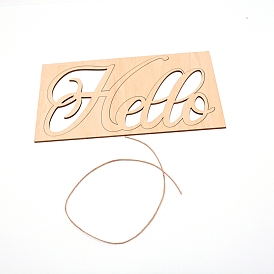Wood Cutouts Ornaments, with Jute Twine, Hanging Decorations, for Party Gift Home Decoration, Hello