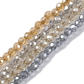 Стеклянные бусины с гальваническим покрытием , нити круглых бусин, гальваническое покрытие, граненые