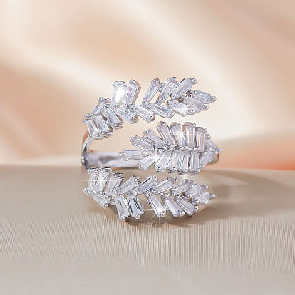 Открытые манжеты из латуни с микропаве и цирконием для женщин, лист