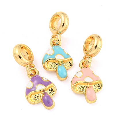 Стойка покрытие сплав эмаль гриб европейские подвески с подвесками, Подвески с большими отверстиями, золотые, без кадмия, без никеля и без свинца