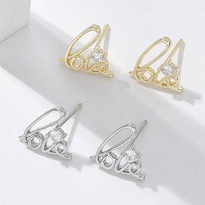 Серьги-гвоздики из циркония, Слово любовь