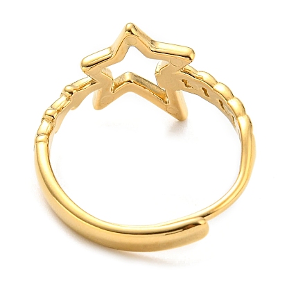 304 Stainless Steel Adjustable Ring for Women, Hollow Star