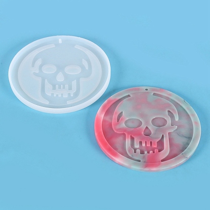 DIY Skull Pendant Silicone Molds, Resin Casting Molds, UV Resin, Epoxy Resin Craft Making, Halloween Theme, Round