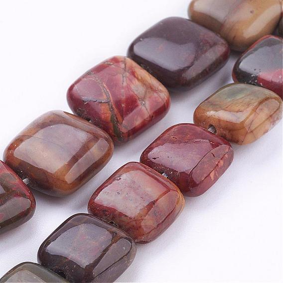 Natural Picasso Stone/Picasso Jasper Beads Strands, Square