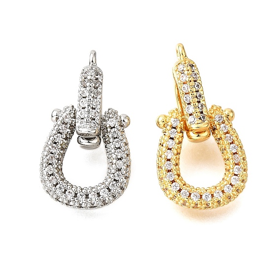 Латунные микро проложить кубического циркония раз за застежками, без кадмия, без никеля и без свинца, U-образный