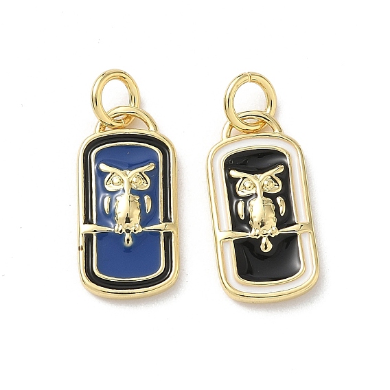 Латунь эмаль подвески, сова прелести, стойки покрытие, без кадмия и без свинца, долговечный, реальный 18 k позолоченный, с целью перехода в кольце