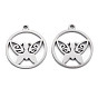 304 Stainless Steel Pendants, Ring with Butterfly