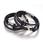 Braided Leather Cord Multi-strand Bracelets, with 304 Stainless Steel Findings and Magnetic Clasps, Infinity