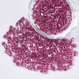 8/0 Two Cut Glass Seed Beads, Hexagon, Transparent Inside Colours Rainbow & Luster