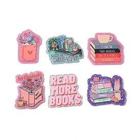 Подвески из акрила с принтом на тему чтения, книга, с блеском порошок