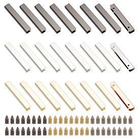 24 наборы 3 цвета цинковый сплав сумка декоративные пряжки края, заглушки для ремешка с наконечником из лямки для ремня сумки, с винтами, прямоугольные