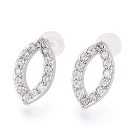 Серьги-гвоздики в форме конского глаза из сплава и прозрачного кубического циркония, с 925 штырями стерлингового серебра