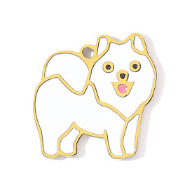 304 из нержавеющей стали шармы эмали, собака, ионное покрытие (ip), реальный 18 k позолоченный