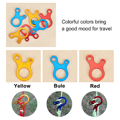 SUPERFINDINGS 18Pcs 3 Colors Aluminum Alloy Cord Lock, for tent adjustment buckle anti-slip tightening hanging