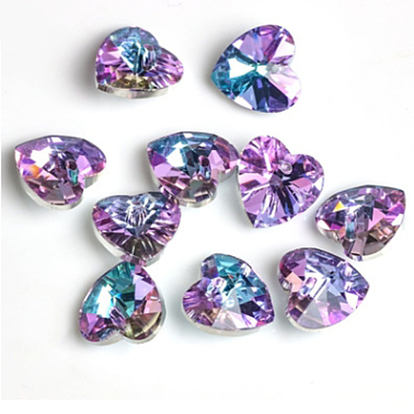 Encantos de vidrio, accesorios de DIY para la fabricación de joyas, corazón facetado