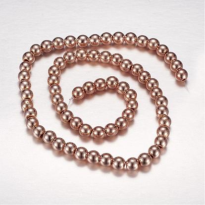 Electroplate Non-magnetic Synthetic Hematite Beads Strands, Round