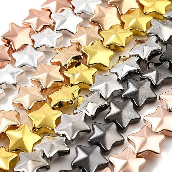 Стеклянные бусины с гальваническим покрытием , звезда, полное покрытие, граненые