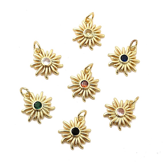 Солнце латунных микро проложить Цирконом подвески, стойки покрытие, долговечный, без кадмия и без свинца, золотые, с целью перехода в кольце