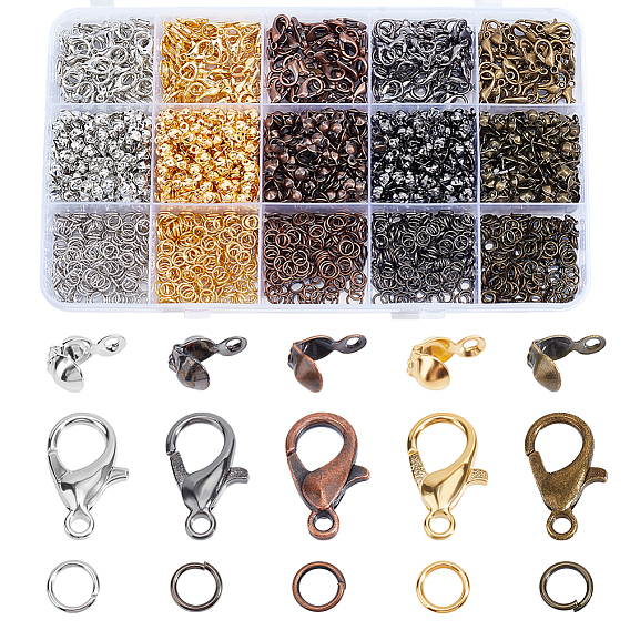 Наборы для изготовления ювелирных изделий своими руками, включая железные наконечники и открытые соединительные кольца, Карабин-лобстер из цинкового сплава