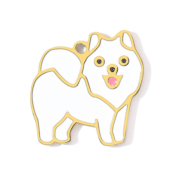 304 из нержавеющей стали шармы эмали, собака, ионное покрытие (ip), реальный 18 k позолоченный