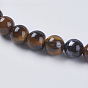 Natural Tiger Eye Beads Strands, Grade AB, Round, 6mm, Hole: 0.8mm