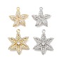 Подвески из латуни с прозрачным фианитом, без кадмия, без никеля и без свинца, морская звезда/цветок
