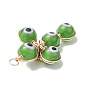 Brass Wire Wrapped Handmade Evil Eye Lampwork Pendants, with Glass Beads, Cross Charm