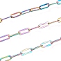 Electrophoresis Brass Cable Chains, Paperclip Chains, Drawn Elongated Cable Chains, with Spool, Long-Lasting Plated, Unwelded