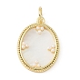 Brass & Natural White Shell & ABS Plastic Pearl Pendants, Oval Charms, Rack Plating, Long-Lasting Plated, Cadmium Free & Lead Free