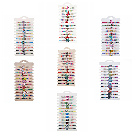 12 шт. 12 стильный набор браслетов из цветного сплава со звеньями, Женские регулируемые браслеты Heishi из полимерной глины с бисером