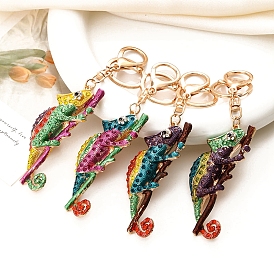 Брелки из цинкового сплава, красочный хамелеон, ящерица