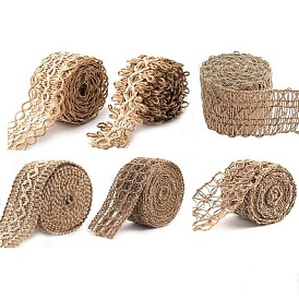Flat Burlap Lace Ribbons, Braided Ribbon for Gift Wrapping, Wedding Party Decor