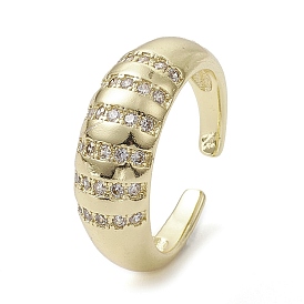 Rack Plating Brass Micro Pave Cubic Zirconia Open Cuff Rings