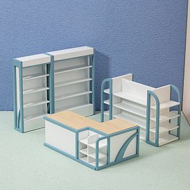 Comptoir de caisse de supermarché miniature pour jouer à la nourriture, combinaison d'armoires 1 : modèle de meuble accessoires de maison de poupée