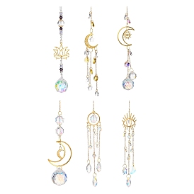 Iron Hanging Ornaments, Glass Tassel Suncatchers for Outdoor Garden Dcorations