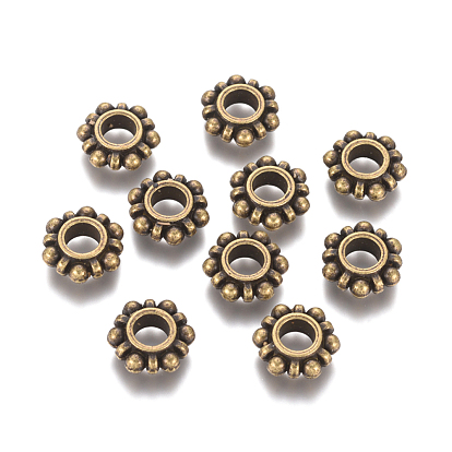 Alloy European Beads, Large Hole Beads, Flower