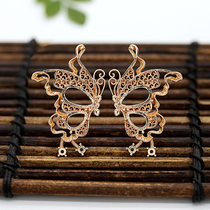  cast copper lace three-dimensional left and right butterfly pendant antique hairpin hair accessories diy material accessories