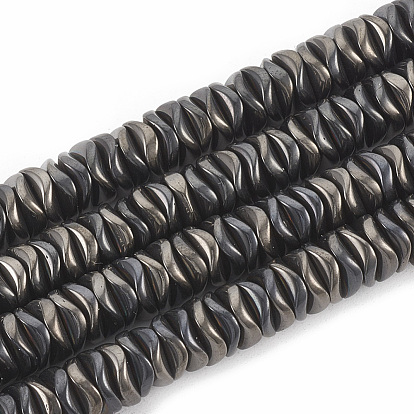 Electroplate Non-magnetic Synthetic Hematite Beads Strands, Wavy, Flat Round/Disc