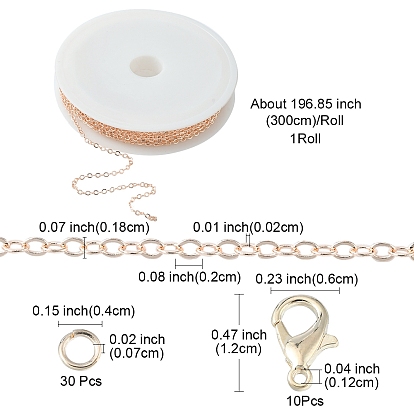 DIY Chain Bracelet Necklace Making Kit, Including Zinc Alloy Lobster Claw Clasps, Brass Cable Chains, Iron Jump Rings
