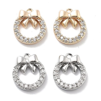 Микро проложить кубического циркония подвески, без кадмия, без никеля и без свинца, круглая с подвесками-бантиками