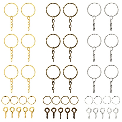 DIY Keychain Making Kit, Including Iron Split Key Rings, Screw Eye Pin Peg Bails, Jump Rings