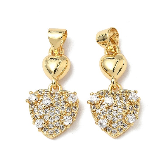 Латунные микро проложить кубического циркония подвески, сердце, без свинца и без кадмия, долговечный