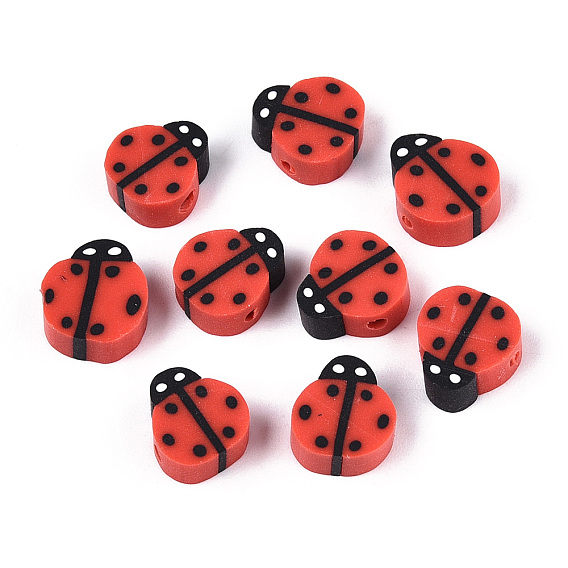 Бусины из полимерной глины , божья коровка