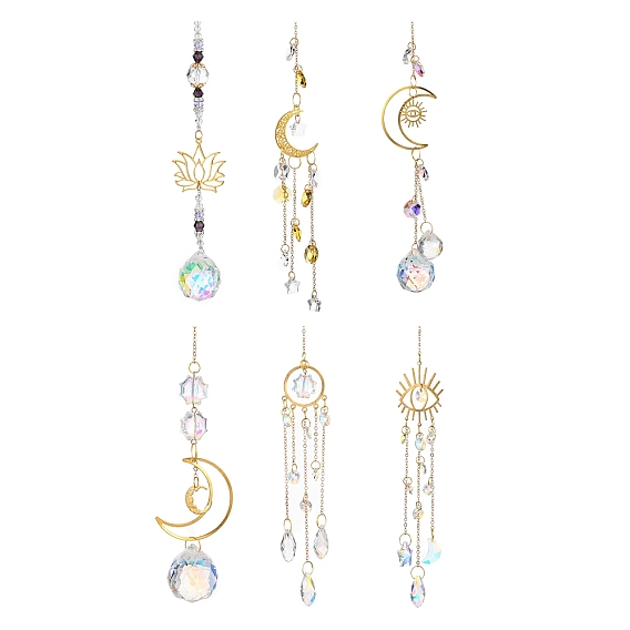 Железные висячие украшения, Стеклянные ловцы солнца с кисточками для украшения сада на открытом воздухе