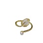 Vintage Geometric Tulip Planet Ring with Zircon Micro-inlay - Minimalist, Elegant, Pearl.