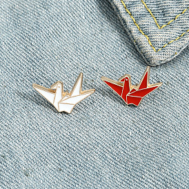 Cute Mini Origami Crane Enamel Pins for Couples - Alloy Brooch Badge